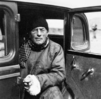 Sven Hedin in his car during his last expedition, Inner Mongolia 1934